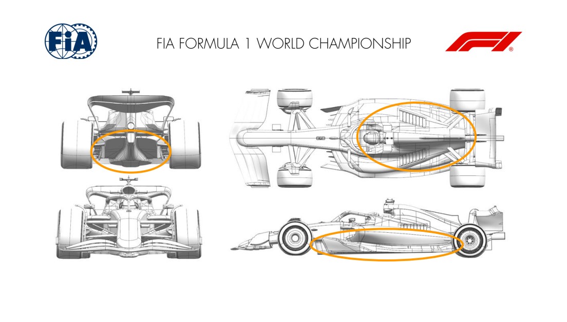 a drawing of the front and rear wheels of a racing car